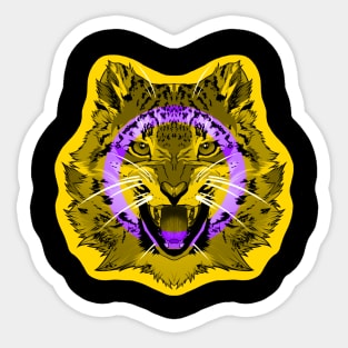 illustrated SNOW LEOPARD PRIDE series (intersex pride flag) Sticker